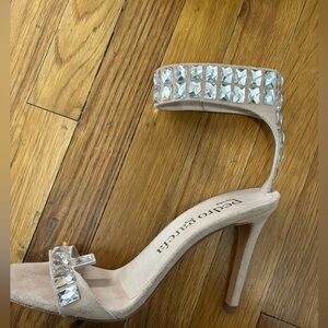 Crystal ankle strap heels